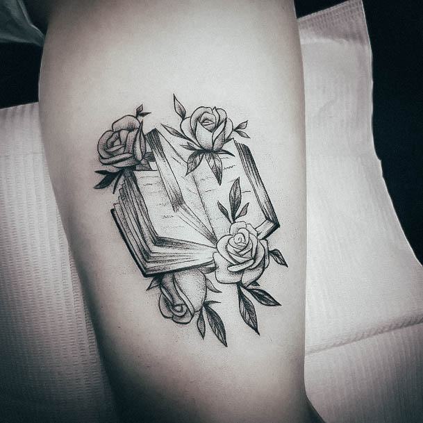 Feminine Girls Book Tattoo Designs