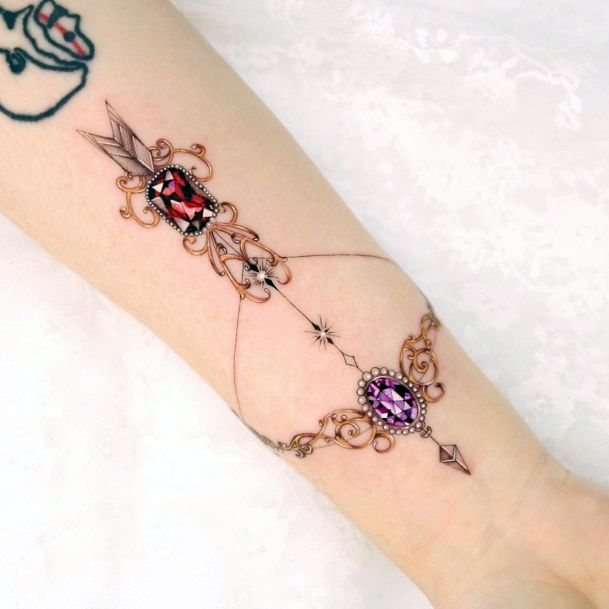 Feminine Girls Bow And Arrow Tattoo Designs