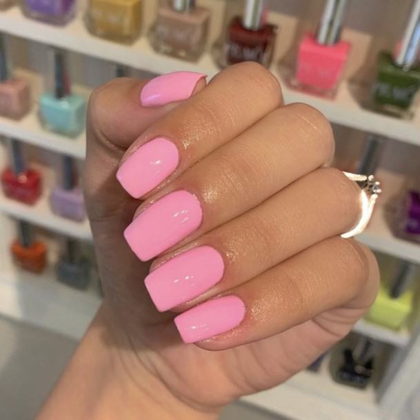 Feminine Girls Bright Pink Nail Designs