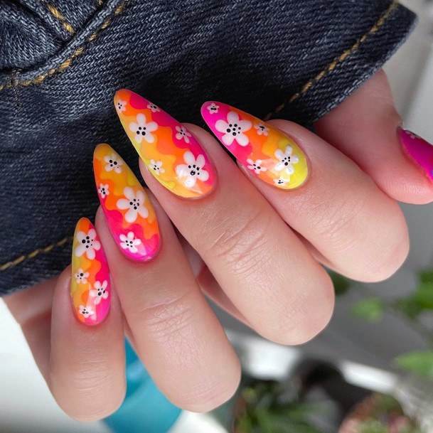 Feminine Girls Bright Summer Nail Designs