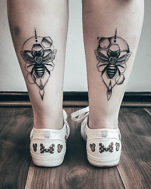 Feminine Girls Calf Tattoo Designs