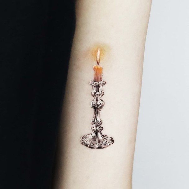 Feminine Girls Candle Tattoo Designs