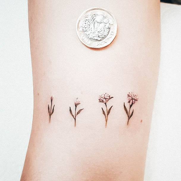 Feminine Girls Carnation Tattoo Designs