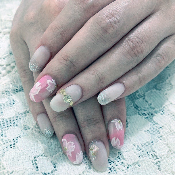 Feminine Girls Cherry Blossom Sakura Nail Designs