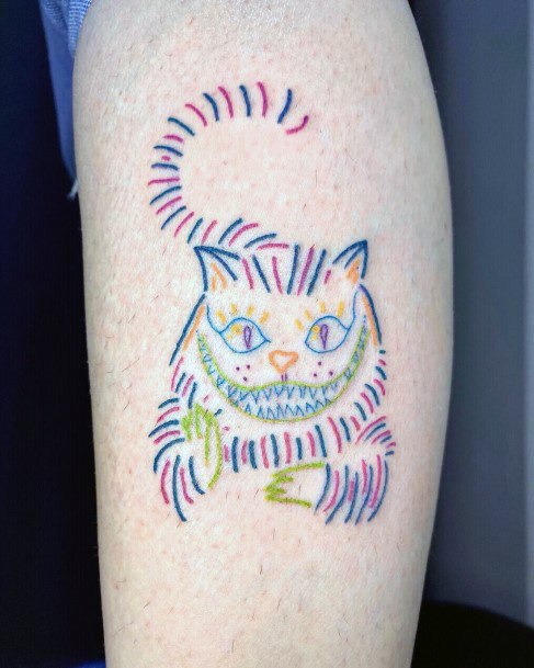 Feminine Girls Cheshire Cat Tattoo Designs