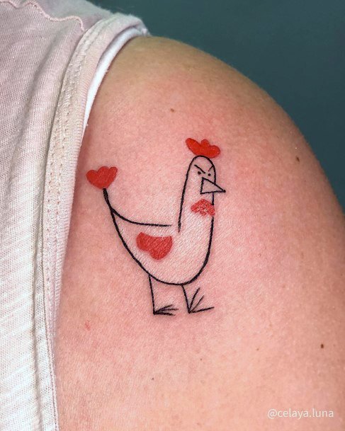 Feminine Girls Chicken Tattoo Designs