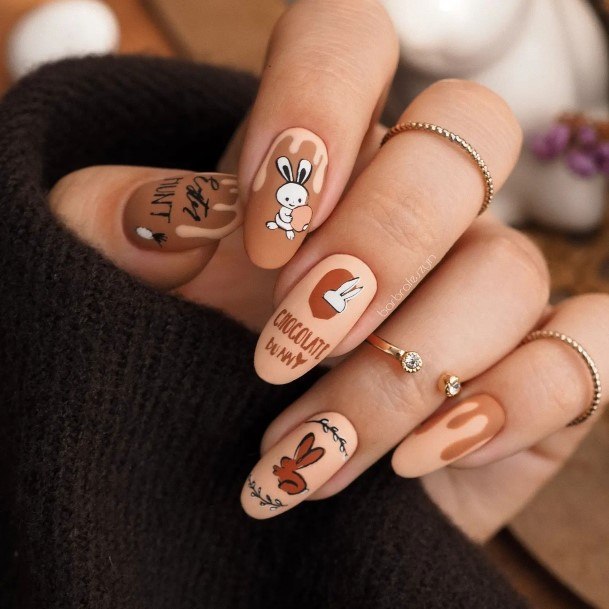 Feminine Girls Chocolate Nail Designs