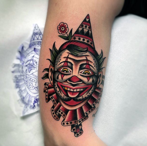 Feminine Girls Clown Tattoo Designs