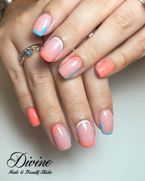 Feminine Girls Coral Nail Designs