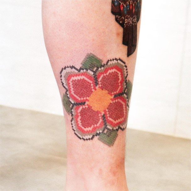 Feminine Girls Cross Stitch Tattoo Designs
