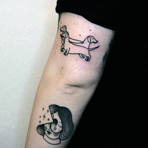 Feminine Girls Dachshund Tattoo Designs