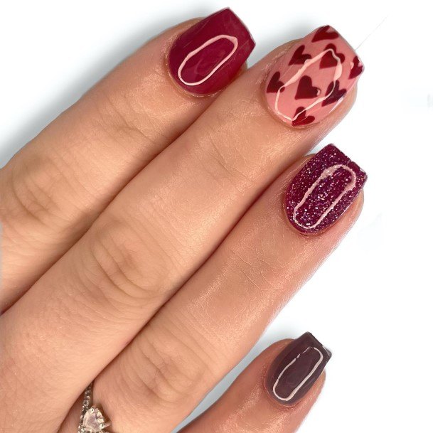 Feminine Girls Dark Maroon Nail Designs