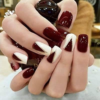 Feminine Girls Dark Red Nail Designs