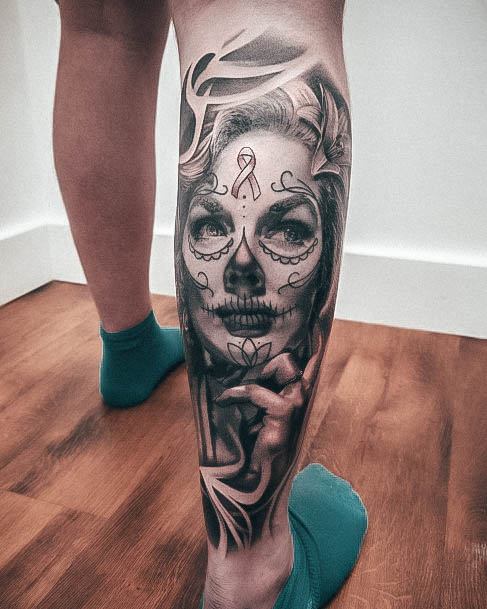 Feminine Girls Day Of The Dead Tattoo Designs