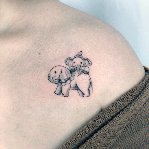 Feminine Girls Dumbo Tattoo Designs
