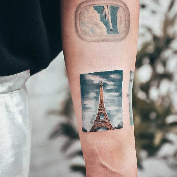 Feminine Girls Eiffel Tower Tattoo Designs