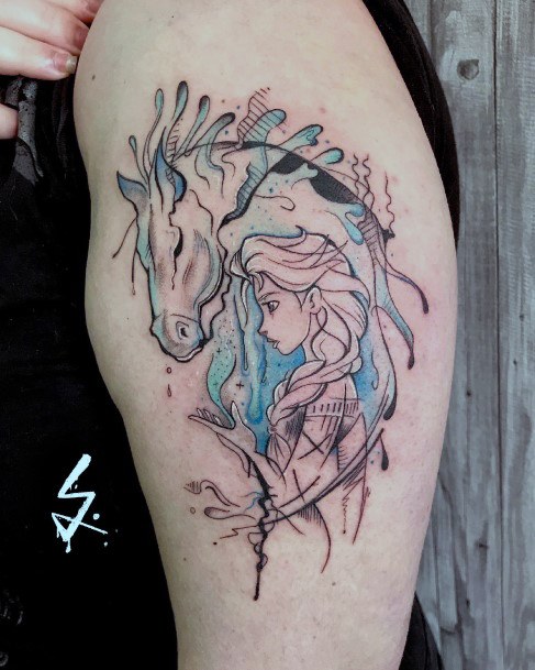 Feminine Girls Elsa Tattoo Designs