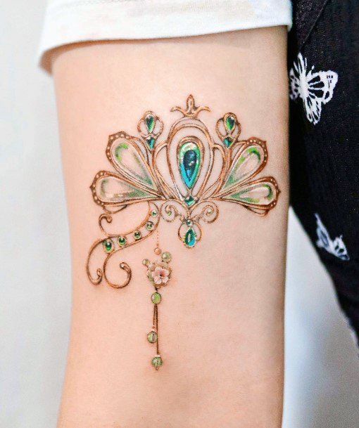 Feminine Girls Emerald Tattoo Designs