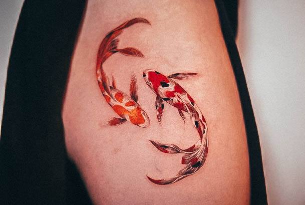 Feminine Girls Fish Tattoo Designs