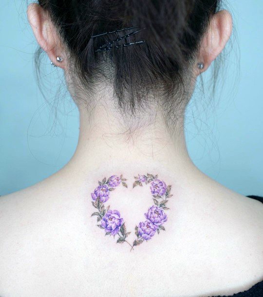 Feminine Girls Flower Heart Tattoo Designs