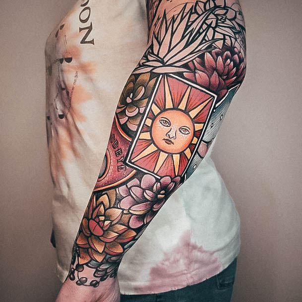 Feminine Girls Full Sleeve Tattoo Designs