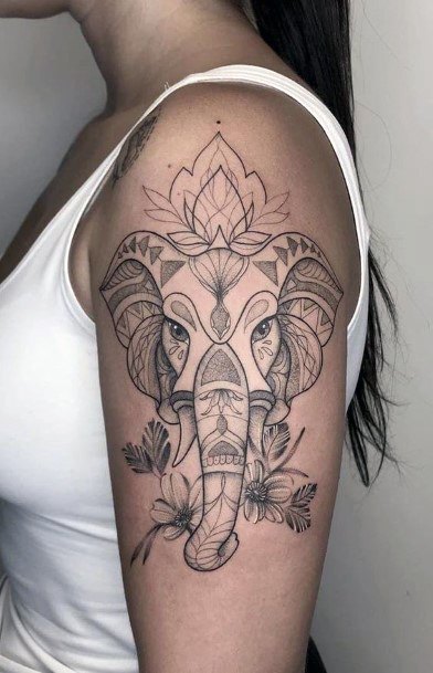 Feminine Girls Ganesha Tattoo Designs