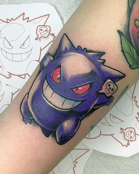 Feminine Girls Gengar Tattoo Designs