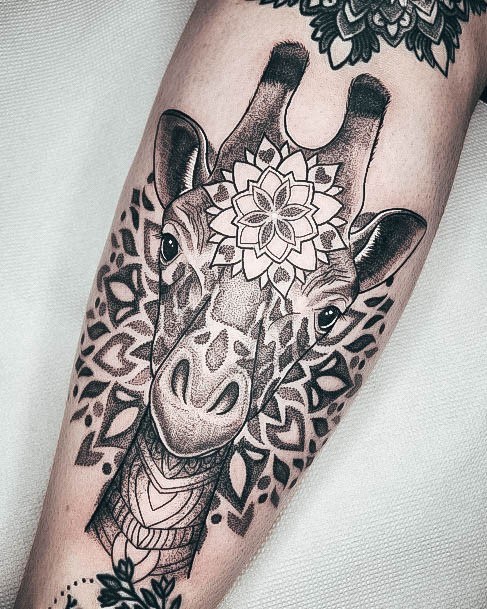 Feminine Girls Giraffe Tattoo Designs Geometric Mandala