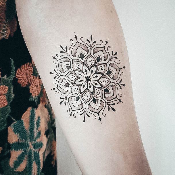 Feminine Girls Girly Tattoo Designs Mandala Flower Forearm