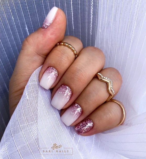 Feminine Girls Glitter Ombre Nail Designs