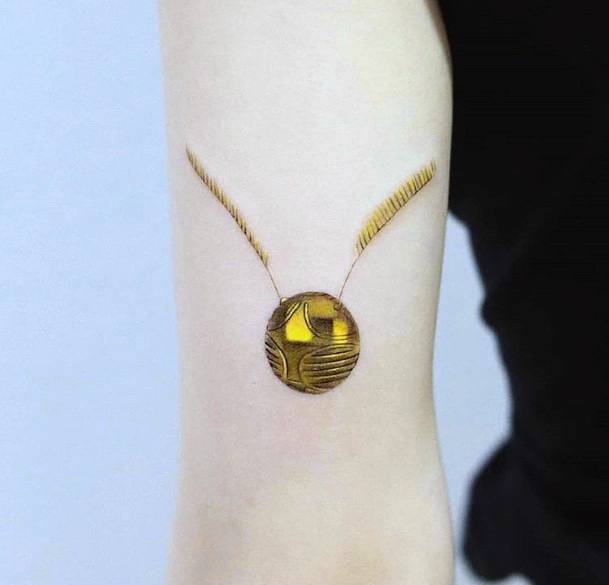 Feminine Girls Golden Snitch Tattoo Designs