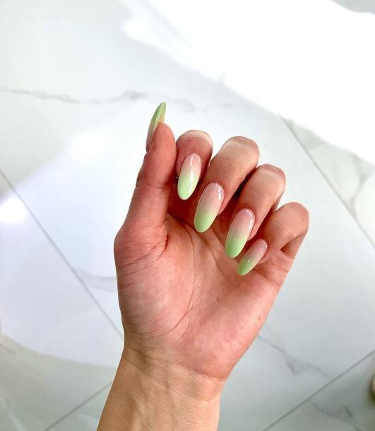 Feminine Girls Green Ombre Nail Designs