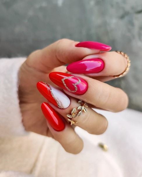 Feminine Girls Heart Nail Designs