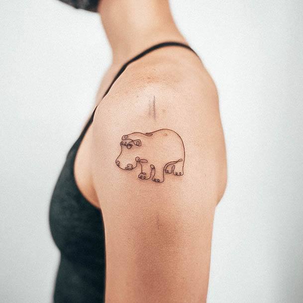 Feminine Girls Hippo Tattoo Designs