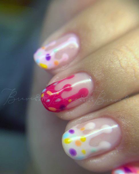 Feminine Girls Ice Cream Nail Designs