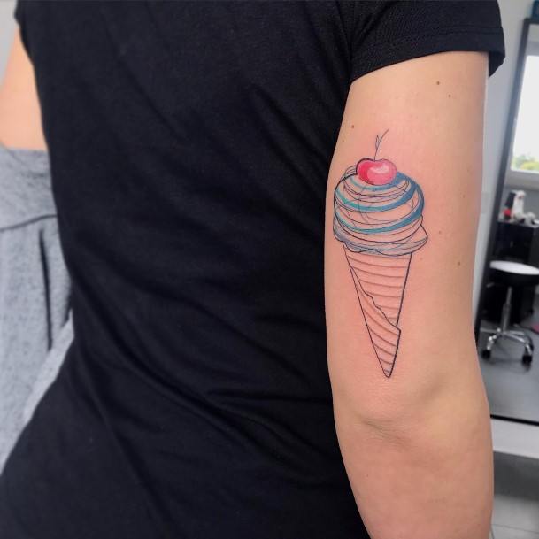 Feminine Girls Ice Cream Tattoo Designs