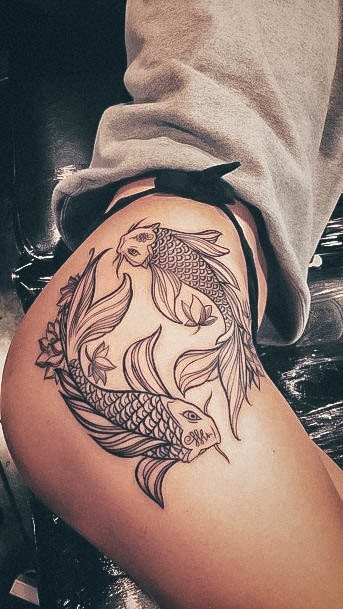 koi fish tattoos on leg