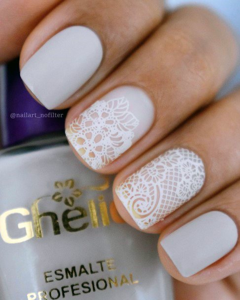 Feminine Girls Lace Nail Designs