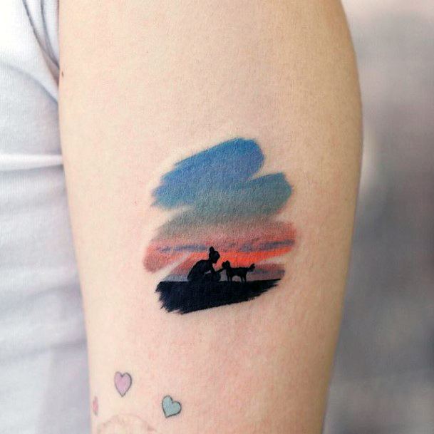 Feminine Girls Landscape Tattoo Designs