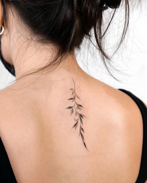 Feminine Girls Leaf Tattoo Designs