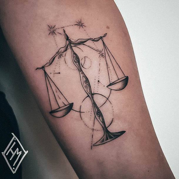 Feminine Girls Libra Tattoo Designs