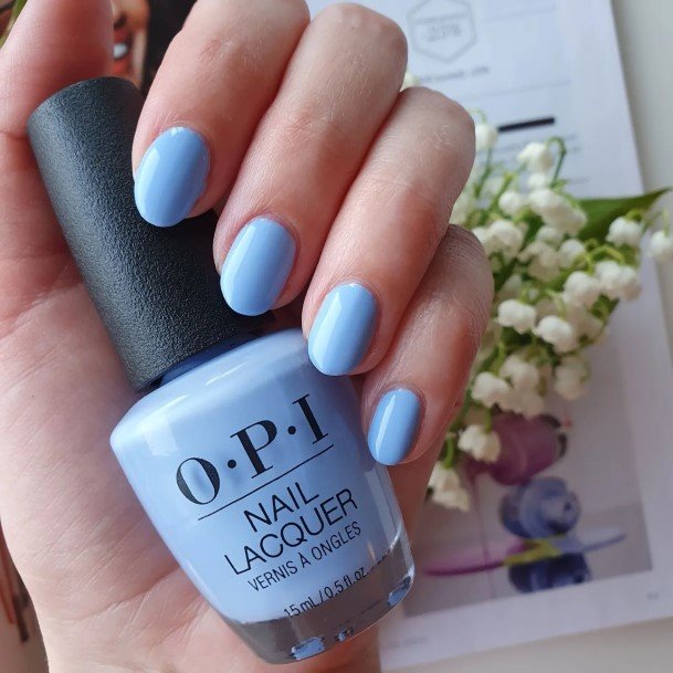 Feminine Girls Light Blue Nail Designs