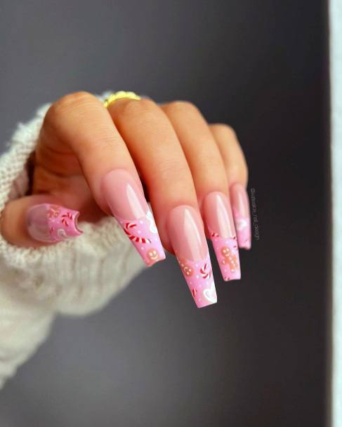 Feminine Girls Long French Nail Designs