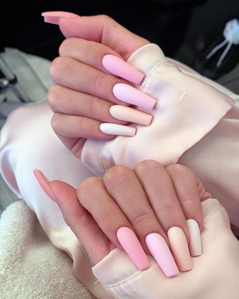 Feminine Girls Long Pink Nail Designs