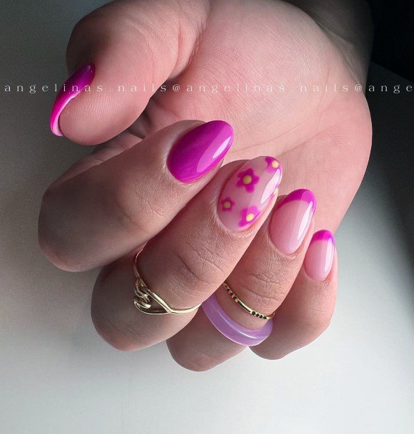 Feminine Girls Magenta Nail Designs