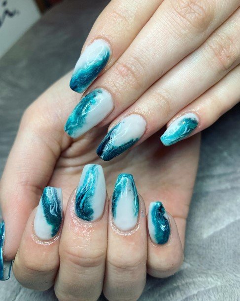 Feminine Girls Marble Nail Designs