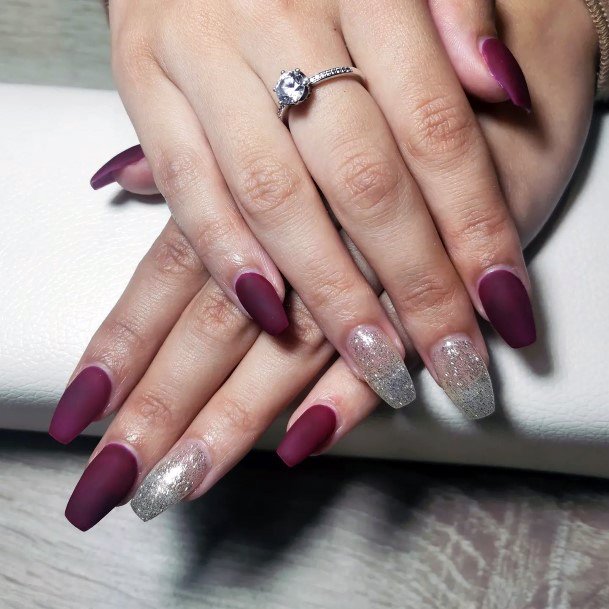 Feminine Girls Matte Maroon Nail Designs