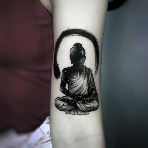 Feminine Girls Meditation Tattoo Designs