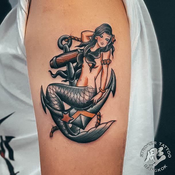 Feminine Girls Mermaid Tattoo Designs