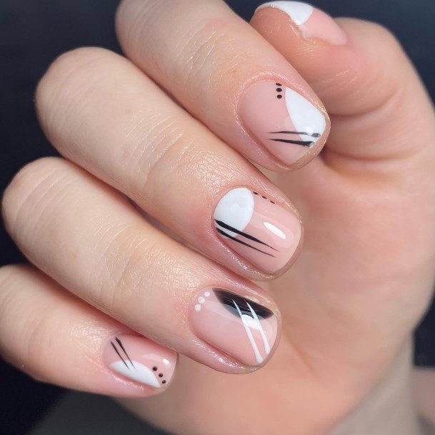 Feminine Girls Monochrome Nail Designs